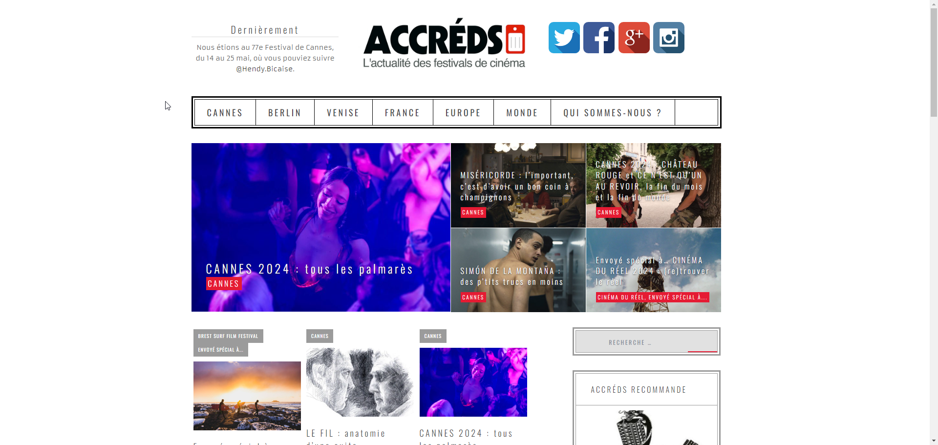 Accreds | Accréds  L&rsquo;actualité quotidienne des festivals de cinéma